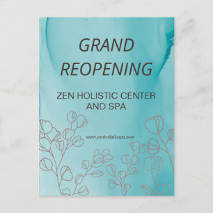 Carte Postale Salon Spa d'affaires Ouverture Eucalyptus Turquois