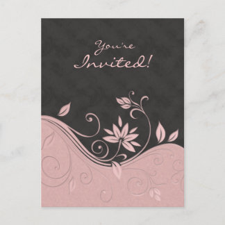 Carte Postale Salon Spa Floral Postcard Invitation Pink Grey