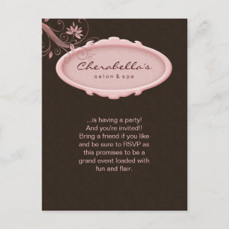 Carte Postale Salon Spa Floral Postcard Invitation Rose Brown 2