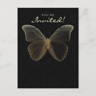 Carte Postale Salon Spa Papillon Postcard Invitation Beige