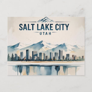 Carte Postale Salt Lake City Utah Aquarelle vintage Voyage