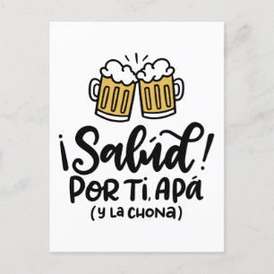 Carte Postale Salud ou Mi Apa et la Chona, dessin à la main