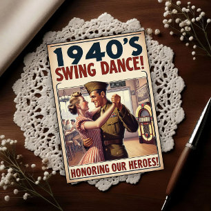 Carte Postale Salut de danse swing vintage au service militaire