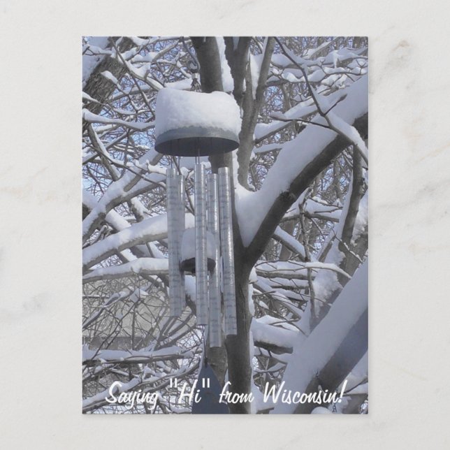 Carte Postale Salut du Wisconsin Snowy Chimes (Devant)