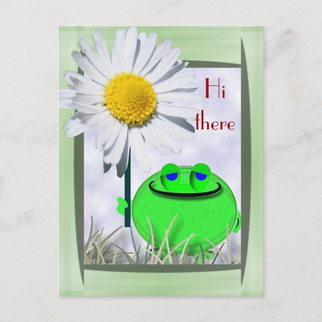 Carte Postale Salut froggie et marguerite (Devant)