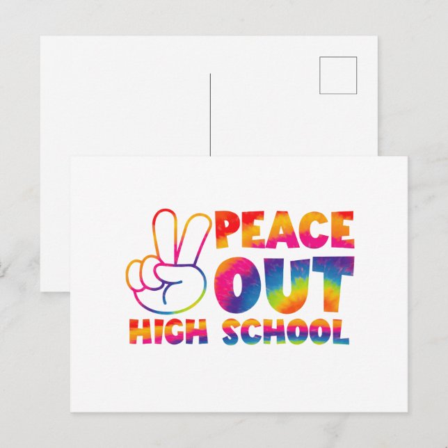 Carte Postale Salut les ados Tie Dye Dernier jour d'école (Devant / Derrière)