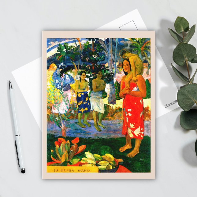 Carte Postale Salut Mary (Ia Orana Maria) (1891) par Paul Gaugui (Créateur téléchargé)
