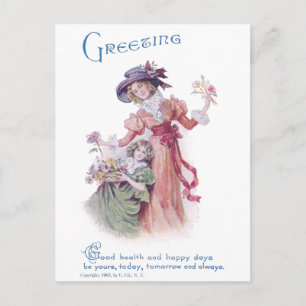 Carte Postale Salutation d'anniversaire de la femme et de la fil