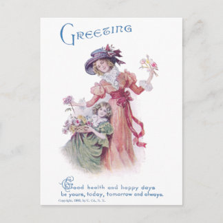 Carte Postale Salutation d'anniversaire de la femme et de la fil