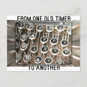 Carte Postale Salutation d'anniversaire de la machine à écrire