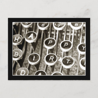 Carte Postale Salutation d'anniversaire de la machine à écrire v