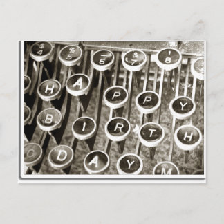 Carte Postale Salutation d'anniversaire de la machine à écrire v