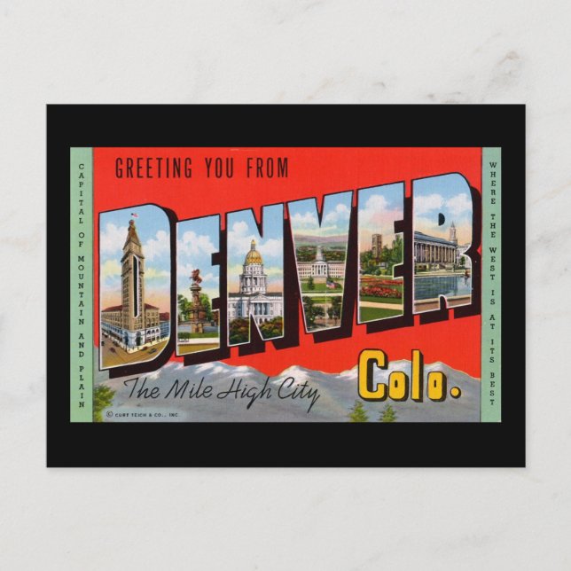 Carte Postale Salutation de Denver Colordao (Devant)