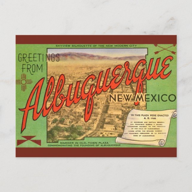 Carte Postale Salutation de la place d'Albuquerque NM (Devant)
