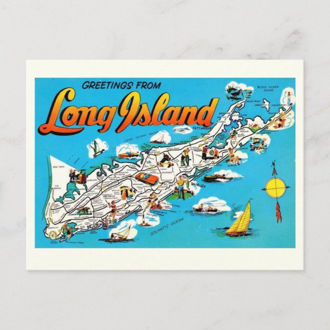 Carte Postale Salutation de Long Island, NY (Devant)