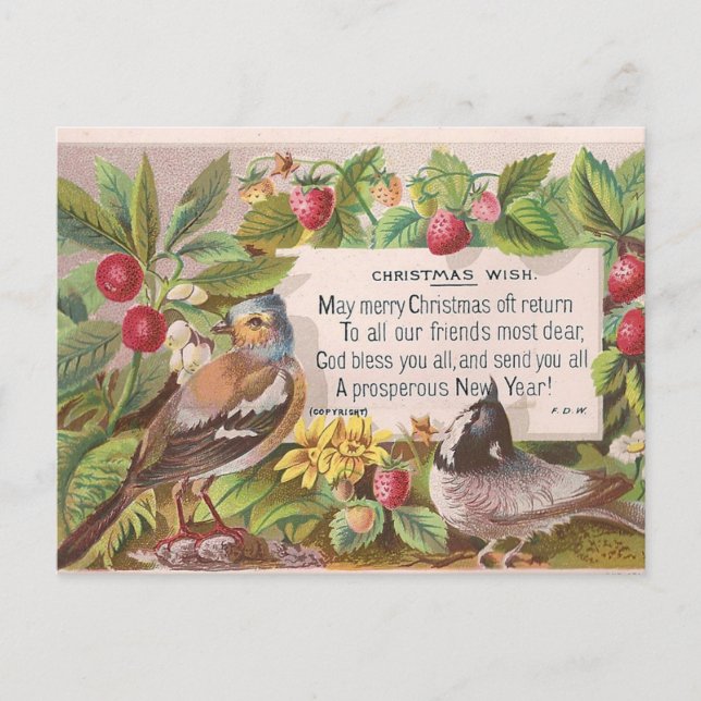 Carte Postale Salutation de Noël Art vintage (Devant)