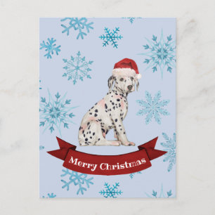 Carte Postale Salutation de Noël avec un chiot dalmate festif