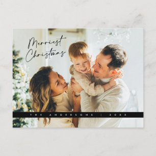 Carte Postale Salutation de Noël contemporaine, photo de famille