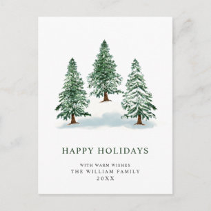 Carte Postale Salutation de Noël minimaliste Élégante Arbre à Pi