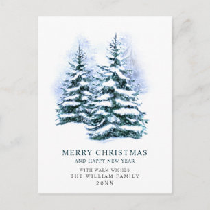 Carte Postale Salutation de Noël minimaliste Élégante Arbre à Pi