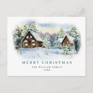 Carte Postale Salutation de Noël minimaliste Élégante Arbre à Pi