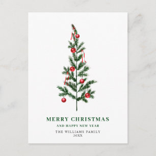 Carte Postale Salutation de Noël minimaliste Élégante Arbre à Pi