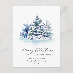 Carte Postale Salutation de Noël minimaliste Élégante Arbre à Pi