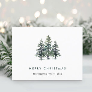Carte Postale Salutation de Noël minimaliste Élégante Arbre à Pi