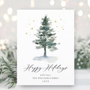 Carte Postale Salutation de Noël minimaliste Élégante Arbre à Pi