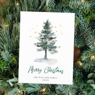 Carte Postale Salutation de Noël minimaliste Élégante Arbre à Pi