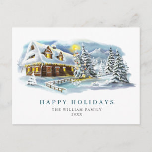 Carte Postale Salutation de Noël minimaliste Élégante Arbre à Pi