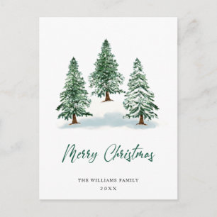 Carte Postale Salutation de Noël minimaliste Élégante Arbre à Pi