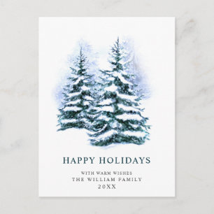 Carte Postale Salutation de Noël minimaliste Élégante Arbre à Pi