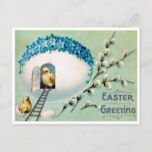 Carte Postale Salutation de Pâques pour les poules vintages