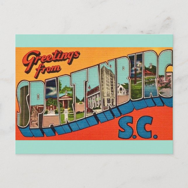 Carte Postale Salutation de Spartanburg SC (Devant)
