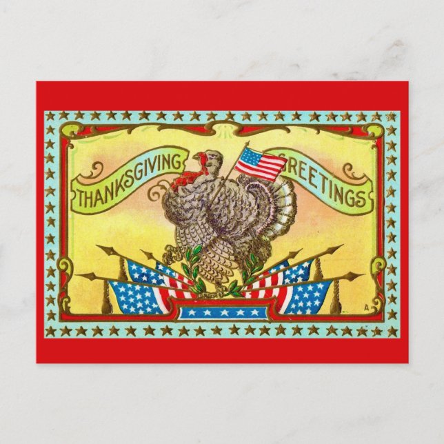 Carte Postale Salutation de Thanksgiving patriotique (Devant)