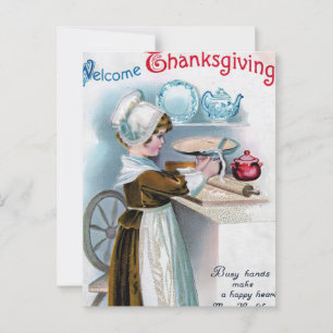 Carte Postale Salutation de Thanksgiving vintage avec Pilgrim Gi