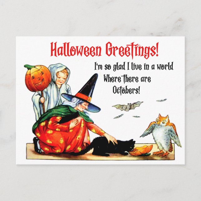 Carte Postale Salutation d'Halloween avec une citation inspirant (Devant)