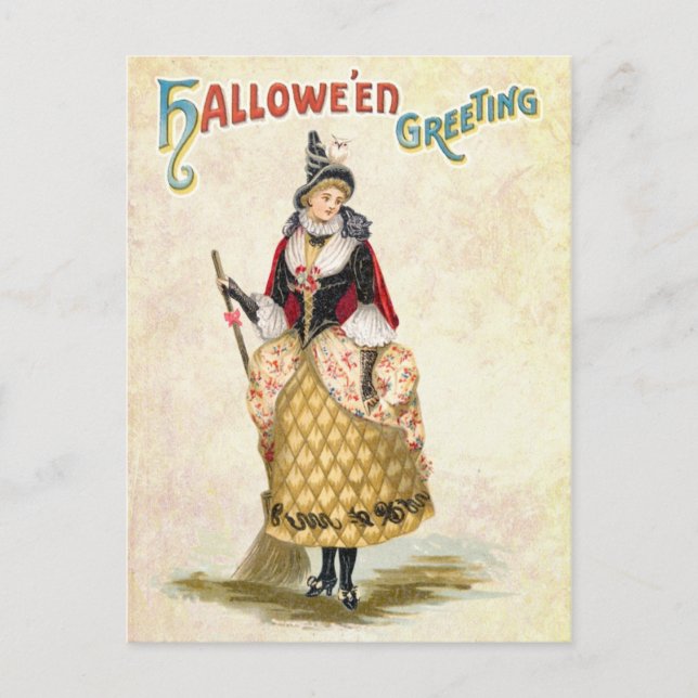 Carte Postale Salutation d'Halloween de la sorcière fantaisiste (Devant)