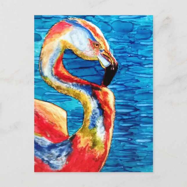 Carte Postale Salutation Flamant rose ! (Devant)