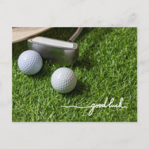 Carte Postale Salutation golf balle de golf bonne chance écritur