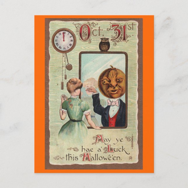 Carte Postale Salutation Halloween - Design Vintage vers 1910 (Devant)