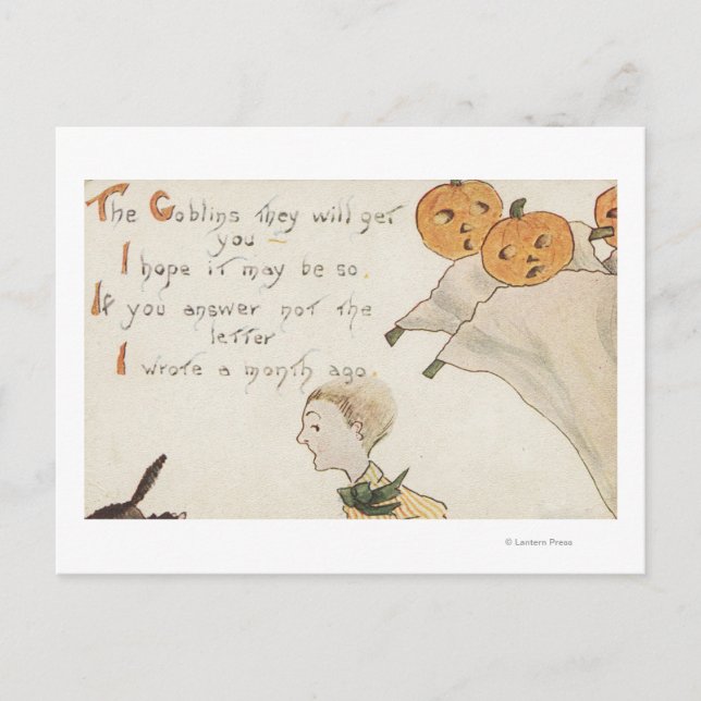 Carte Postale Salutation HalloweenFantômes Jack-O-Lanterne (Devant)