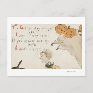 Carte Postale Salutation HalloweenFantômes Jack-O-Lanterne