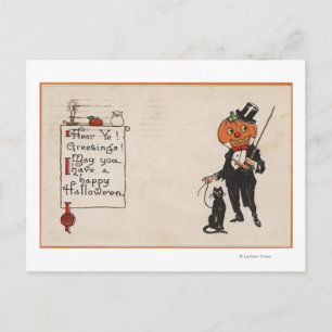 Carte Postale Salutation HalloweenJack-O-Lantern à Tux