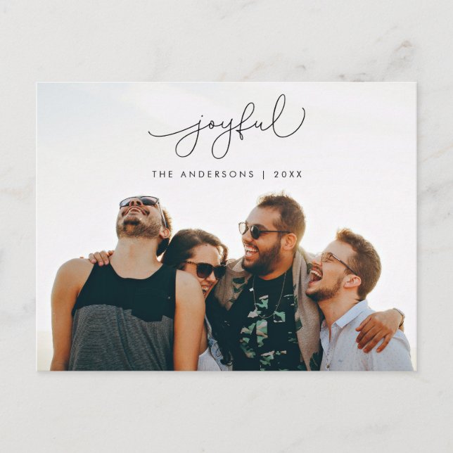 Carte Postale Salutation joyeuse, Joyeux Noël Famille Photo (Devant)