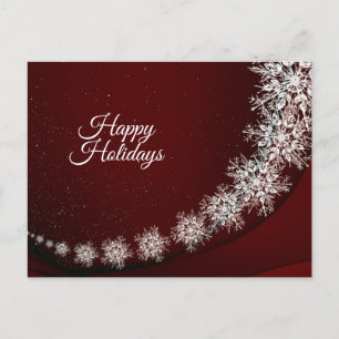 Carte Postale Salutation Noël Crystal Snowflakes Red Rustic