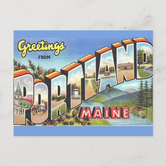 Carte Postale Salutation Portland Maine (Devant)