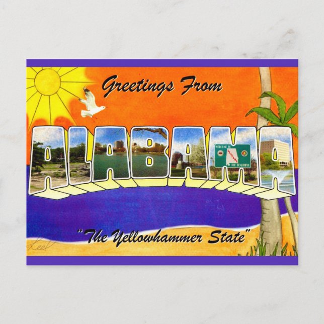 Carte Postale Salutation Rétro Alabama (Devant)