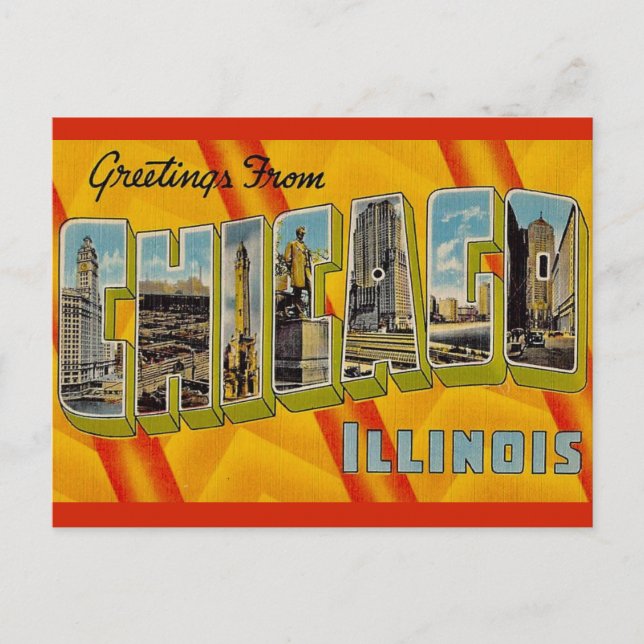 Carte Postale Salutation rétro de Chicago (Devant)